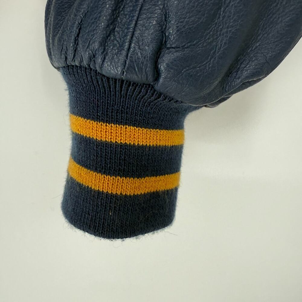 VTG College Phase Varsity Jacket Mens L Yellow Notre Dame Fighting Irish Leather - Picture 7 of 14
